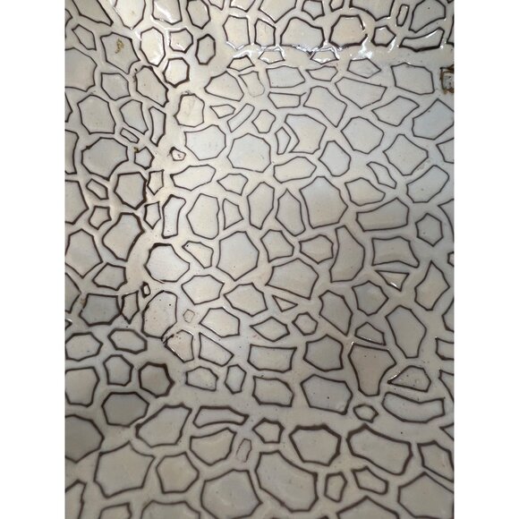 Hand-Painted Ceramic Leaf Bowl 8" x 8" Square With Intricate Pattern - Picture 4 of 5